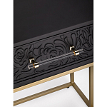 Приставной столик с резным узором на выдвижном ящике Black Table Carved Pattern варинант исполнения - 2 | Loft Concept в Краснодаре
