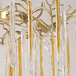 Люстра подвесная золотого цвета с разветвленными ветвями и прозрачными стеклянными подвесками Droplet Chandelier варинант исполнения - 4 | Loft Concept в Краснодаре