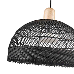 Подвесной светильник с округлым абажуром из черного ротанга Wicker Furniture варинант исполнения - 3 | Loft Concept в Краснодаре