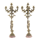 Подсвечники из бронзы на 10 свечей на подставке из камня креноид Stone Candlestick варинант исполнения - 1 | Loft Concept в Краснодаре