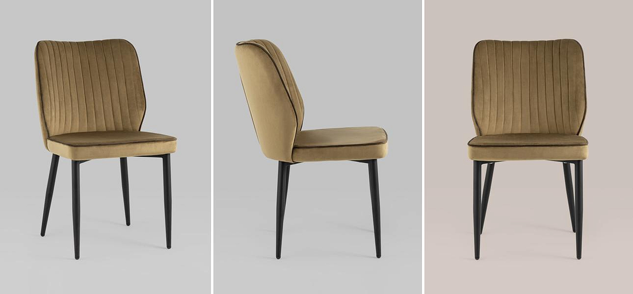 Стул Lawrence Chair Велюр Карамель Коричневый кант Стул Lawrence Chair Велюр Карамель Коричневый кант - Loft-Concept в Краснодаре