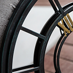 Зеркало настенное в чёрной металлической раме в виде часов Mirror Tower Clock варинант исполнения - 2 | Loft Concept в Краснодаре