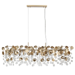 Люстра линейная с подвесками в форме монеток и золотистыми круглыми элементами из металла в виде лепестков FAIRYTREE Light варинант исполнения - 2 | Loft Concept в Краснодаре