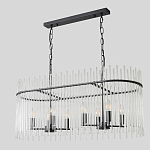 Люстра подвесная овальная со стеклянными прозрачными трубками и металлическим каркасом черного цвета Nembus варинант исполнения - 2 | Loft Concept в Краснодаре