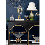 Ваза из прозрачного стекла с бронзовыми ножками и фигурками попугаев Eden Garden porcelain and bronze варинант исполнения - 5 | Loft Concept в Краснодаре