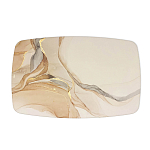 Обеденный стол с прямоугольной бежевой столешницей из стекла на 4-х деревянных ножках Beige Marble варинант исполнения - 2 | Loft Concept в Краснодаре