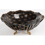 Блюдо черного цвета из фрафора на бронзовых ножках Eden Garden porcelain and bronze варинант исполнения - 1 | Loft Concept в Краснодаре