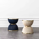 Дизайнерский журнальный стол фактурный с круглой белой столешницей Luler варинант исполнения - 2 | Loft Concept в Краснодаре