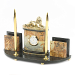 Настольный письменный набор из камня офиокальцит и бронзы с декором в виде льва Successful Leader варинант исполнения - 2 | Loft Concept в Краснодаре