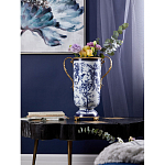 Ваза с бронзовыми ручками и синим цветочным узором Blue & White Ornament варинант исполнения - 8 | Loft Concept в Краснодаре