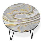 Стол журнальный c круглой столешницей из стекла серого цвета Gray and Gold Marble варинант исполнения - 2 | Loft Concept в Краснодаре