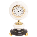 Часы настольные бронзовые из натуральных камней Мрамор и Змеевик Stone Clock варинант исполнения - 1 | Loft Concept в Краснодаре