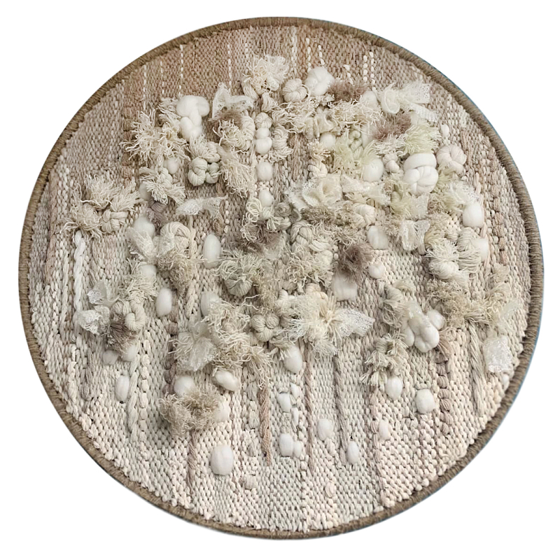 Круглый Вязанный Гобелен Абстракция Breath of Mist Wall Hanging Светло-бежевый Коричневый в Краснодаре | Loft Concept 
