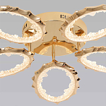 Потолочная люстра с 5-ю светодиодными лампами с золотистым каркасом Ring of Fire варинант исполнения - 2 | Loft Concept в Краснодаре