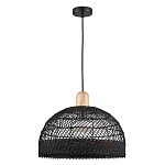 Подвесной светильник с округлым абажуром из черного ротанга Wicker Furniture варинант исполнения - 2 | Loft Concept в Краснодаре