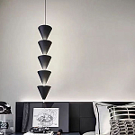 Подвесной светильник светодиодный в виде ряда черных металлических конусов  Herringbone варинант исполнения - 5 | Loft Concept в Краснодаре