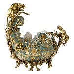 Чаша голубого цвета с оранментом и и бронзовыми фигурами леопардов Eden Garden варинант исполнения - 2 | Loft Concept в Краснодаре