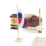 Настольный письменный набор из мрамора и лемезита с гербом и флагом России Marble Accessory варинант исполнения - 3 | Loft Concept в Краснодаре