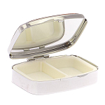 Таблетница карманная прямоугольная на 2 отделения с зеркалом и накладкой из натурального камня Лазурит Silver Stone Pillboxes варинант исполнения - 3 | Loft Concept в Краснодаре