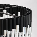 Люстра круглая из матового черного металла с подвесками из прозрачных стеклянных трубок Noir Tubes варинант исполнения - 9 | Loft Concept в Краснодаре