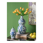 Ваза фигурная с сине-зелеными узорами распустившихся цветов Blossoming Spring варинант исполнения - 4 | Loft Concept в Краснодаре