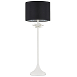 Настольная лампа с декором в виде белого цветка магнолии на каркасе и черным абажуром White Magnolia варинант исполнения - 3 | Loft Concept в Краснодаре