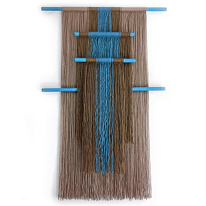 Дизайнерское Панно Макраме из хлопковых нитей Japan Wall Panel Blue