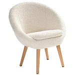 Кресло на деревянных ножках с обивкой из ткани букле Aldo Boucle Armchair варинант исполнения - 1 | Loft Concept в Краснодаре