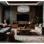 Круглая люстра с хрустальными подвесками на серебряном каркасе Gorgeous Crystal Light варинант исполнения - 12 | Loft Concept в Краснодаре