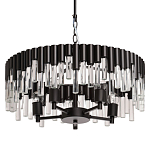 Люстра круглая из матового черного металла с подвесками из прозрачных стеклянных трубок Noir Tubes варинант исполнения - 1 | Loft Concept в Краснодаре