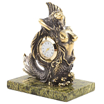 Часы настольные бронзовые в виде русалочки из натурального камня Змеевик Mermaid Stone Clock варинант исполнения - 2 | Loft Concept в Краснодаре