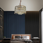 Люстра круглая с хрустальными подвесками на золотистом каркасе Roul Crystal Light варинант исполнения - 13 | Loft Concept в Краснодаре