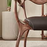 Стул деревянный с мягким сиденьем из коричневой натуральной кожи Moon Walnut Furniture варинант исполнения - 3 | Loft Concept в Краснодаре