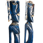 Комплект из 2-х деревянных статуэток Asmat Tall Statuettes Blue Green варинант исполнения - 3 | Loft Concept в Краснодаре