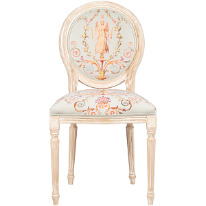 Стул из массива бука светло-серый с растительным орнаментом Raffael Angel Grey Chair