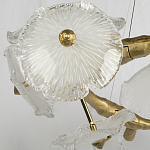 Люстра подвесная круглая с ветвистыми бронзовыми элементами и стеклянными рифлеными дисками Textured Glass Chandelier варинант исполнения - 4 | Loft Concept в Краснодаре