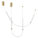 Подвесной светильник с 3-мя изогнутыми плафонами и белыми декоративными шариками PEARLS Suspension варинант исполнения - 2 | Loft Concept в Краснодаре