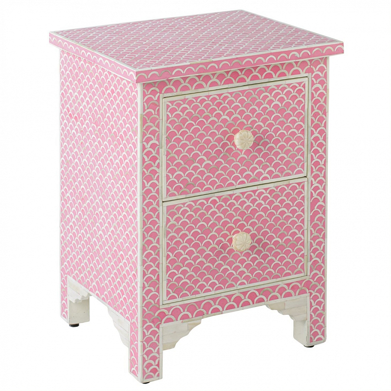 Тумбочка Pink Indian Bone Inlay nightstand Розовый в Краснодаре | Loft Concept 