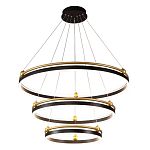 Люстра подвесная с тремя кольцами черного и золотого цвета Ring Horizontal варинант исполнения - 2 | Loft Concept в Краснодаре