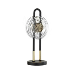 Настольная лампа черного цвета с круглым прозрачным стеклянным плафоном Virelia  варинант исполнения - 1 | Loft Concept в Краснодаре