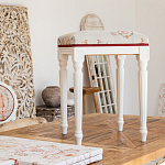 Банкетка одноместная из массива бука бежевая с растительным орнаментом Raffael Beige Floral Banquette варинант исполнения - 6 | Loft Concept в Краснодаре