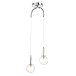 Подвесной светильник с 2-мя рельефными прозрачными плафонами из стекла и основанием цвета Хром Perforated Glass Bubbles варинант исполнения - 2 | Loft Concept в Краснодаре