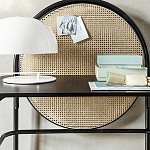 Письменный стол с круглой плетёной панелью для крепления заметок Allegory варинант исполнения - 3 | Loft Concept в Краснодаре