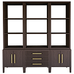 Модульный стеллаж Primo из трех составных элементов Темный орех варинант исполнения - 1 | Loft Concept в Краснодаре