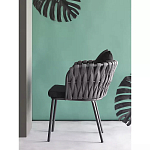 Стул мягкий с декором в виде плетеных лент на спинке и подлокотниках Semicircular Chair Decorated with Ribbons варинант исполнения - 2 | Loft Concept в Краснодаре