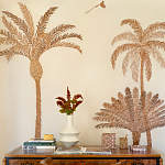 Обои с вышивкой ручной работы Deco Palms Raffia on linen варинант исполнения - 2 | Loft Concept в Краснодаре