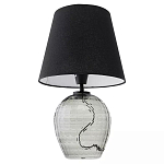 Настольная лампа с черным тканевым абажуром и фактурным прозрачным основанием Black Cone варинант исполнения - 2 | Loft Concept в Краснодаре