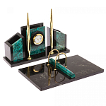 Настольный письменный набор из змеевика с часами Successful Leader варинант исполнения - 2 | Loft Concept в Краснодаре
