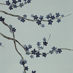 Обои ручная роспись Cherry Tree Original colourway on Adam Grey dyed silk варинант исполнения - 1 | Loft Concept в Краснодаре