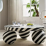 Дизайнерский журнальный стол круглый в чёрно-белую полоску Mypel варинант исполнения - 2 | Loft Concept в Краснодаре